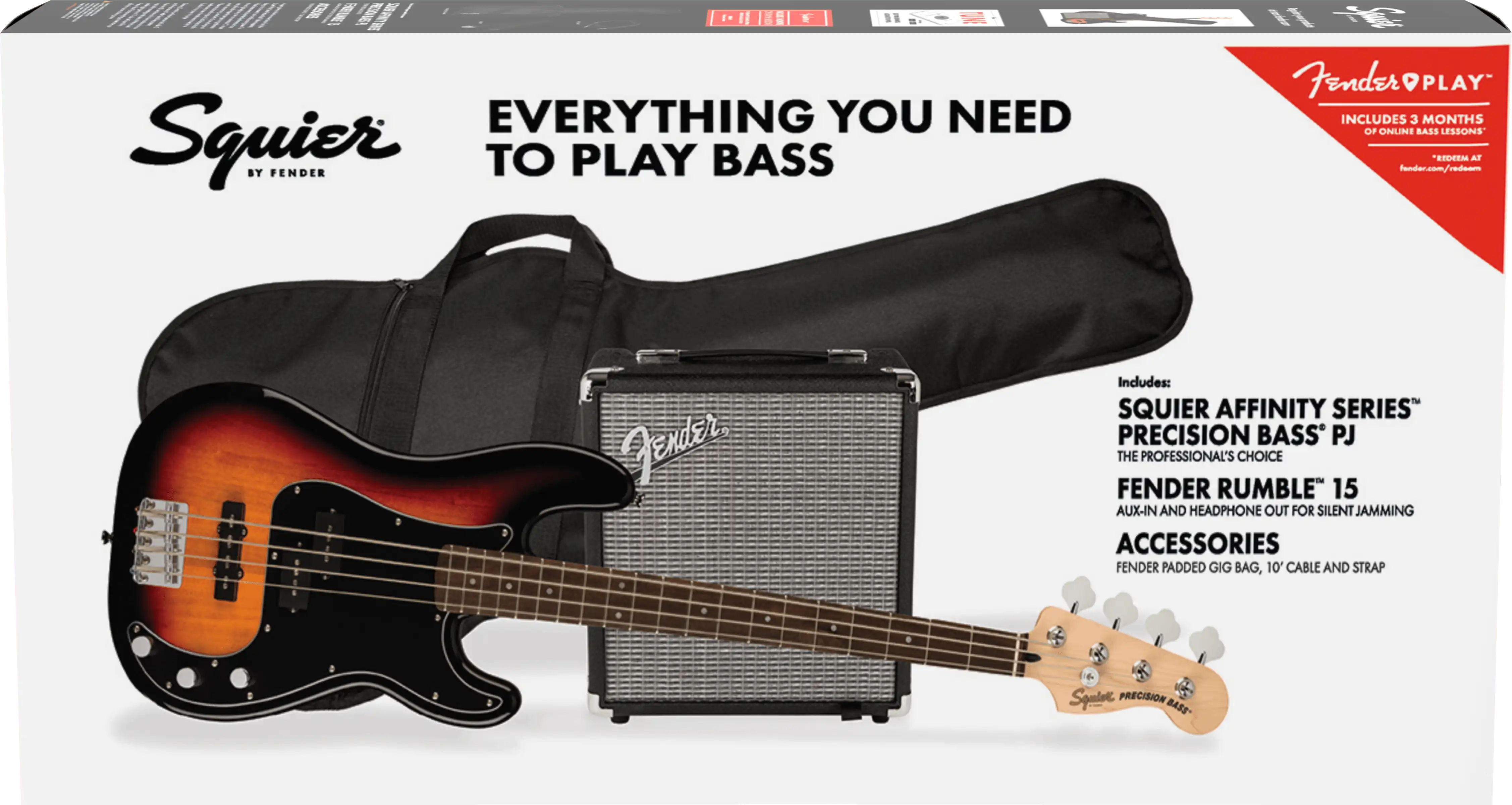 Squier Starter-Set PJ Bass R15 GB 3ts